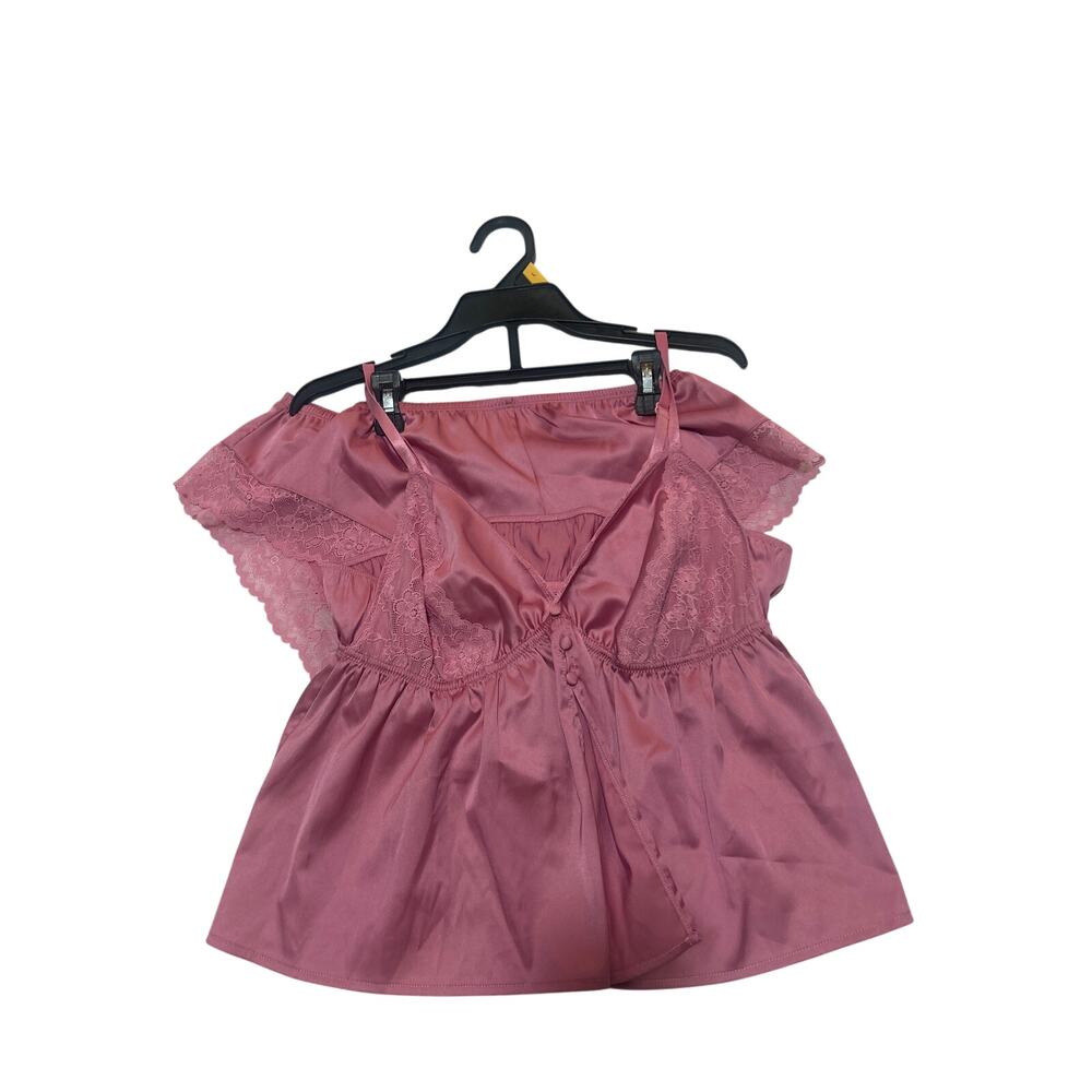 Jessica Simpson Pink Nylon Lace Trim Short Pajama Sleep Set Large NWOT